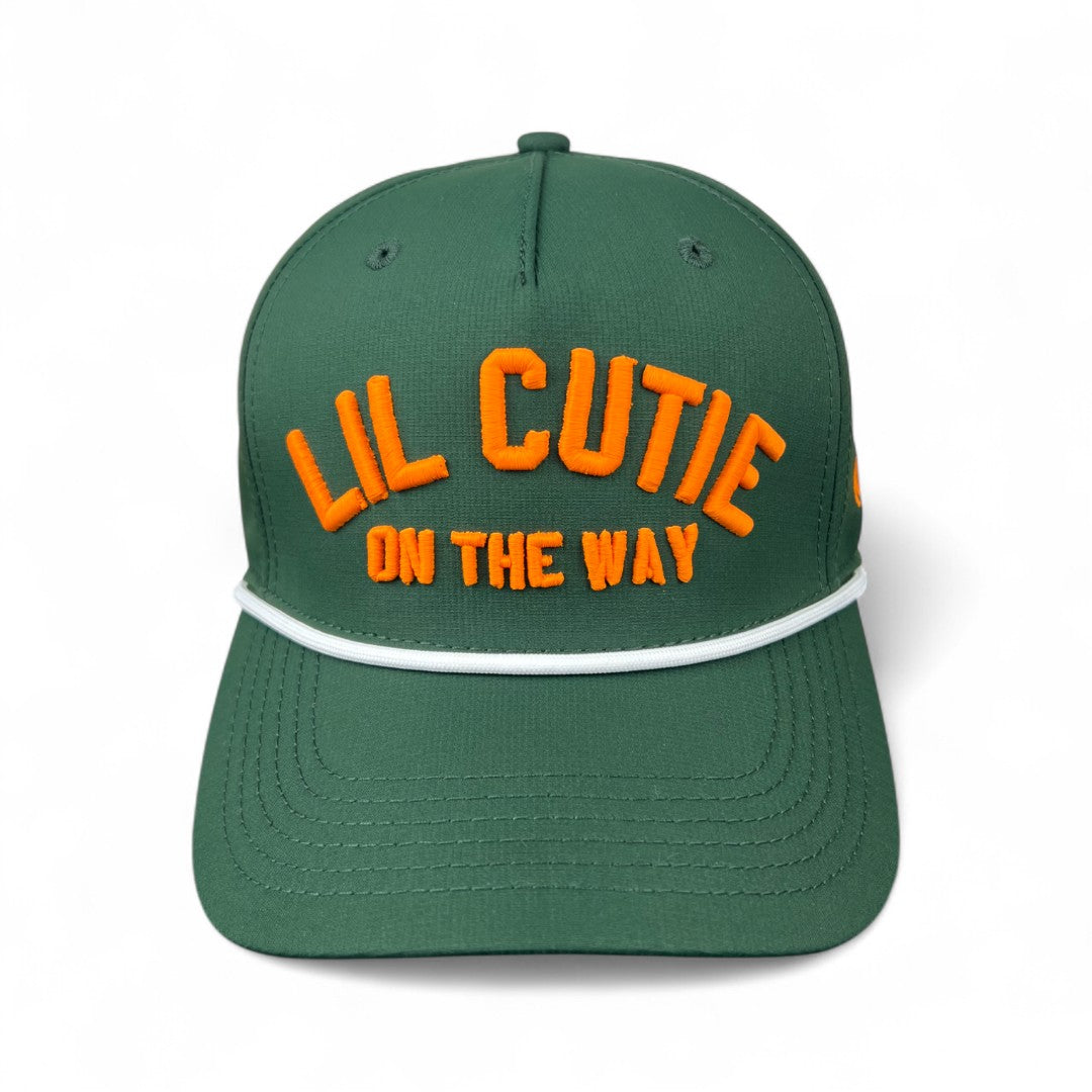 LIL CUTIE ON THE WAY - Hunter Green (White Rope) Hat
