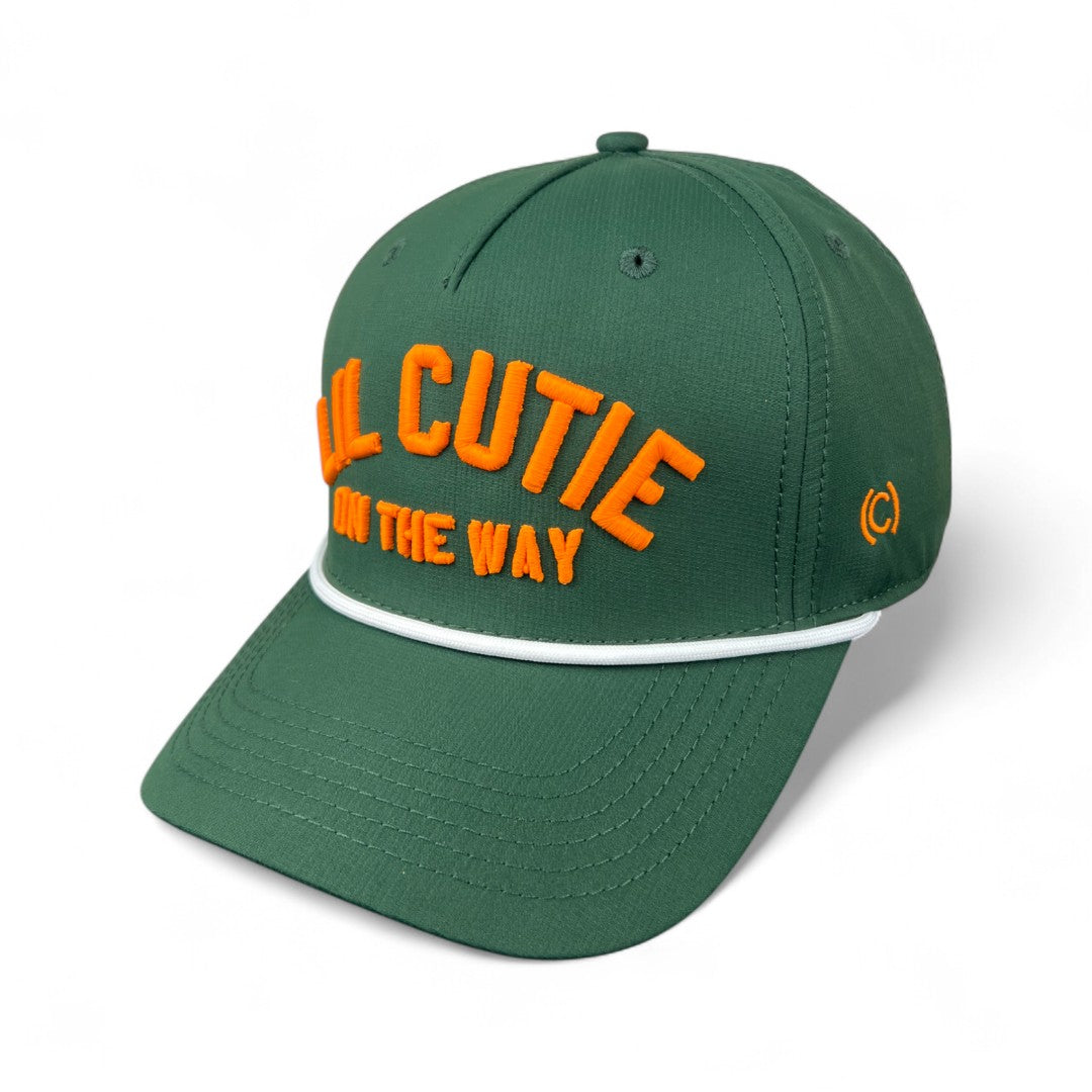 LIL CUTIE ON THE WAY - Hunter Green (White Rope) Hat