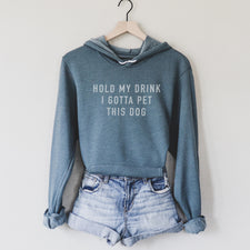 Hold My Drink I Gotta Pet This Dog - Fleece Hoodies