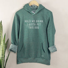 Hold My Drink I Gotta Pet This Dog - Fleece Hoodies