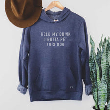 Hold My Drink I Gotta Pet This Dog - Fleece Hoodies