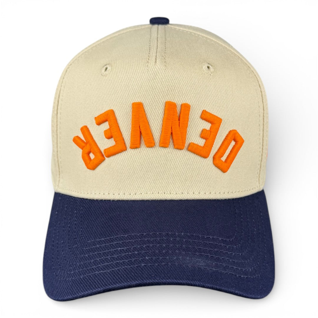 DENVER - Upside Down Navy and Cream Vintage Two Tone Hat