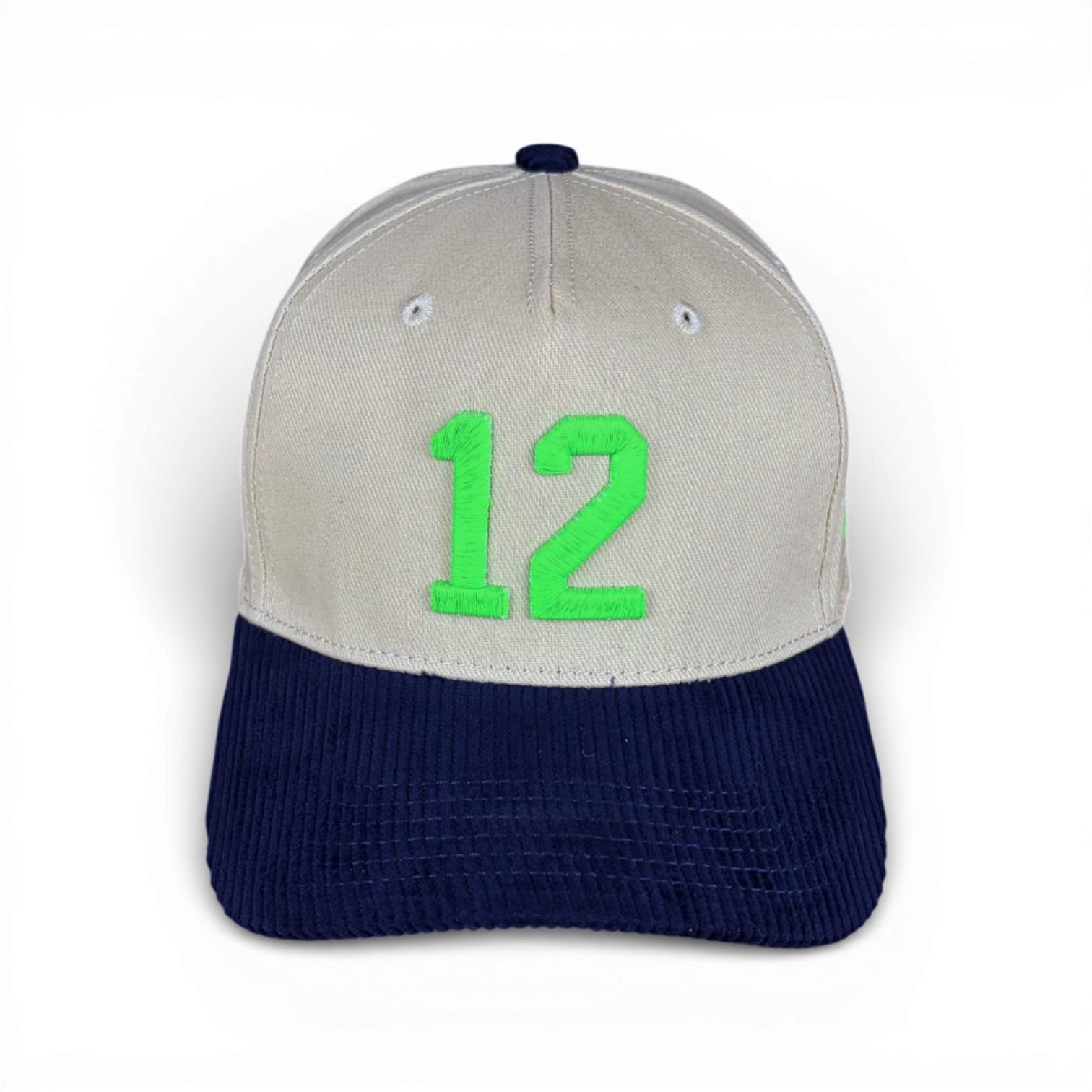 12 - Navy & Cream Corduroy Bill Hat