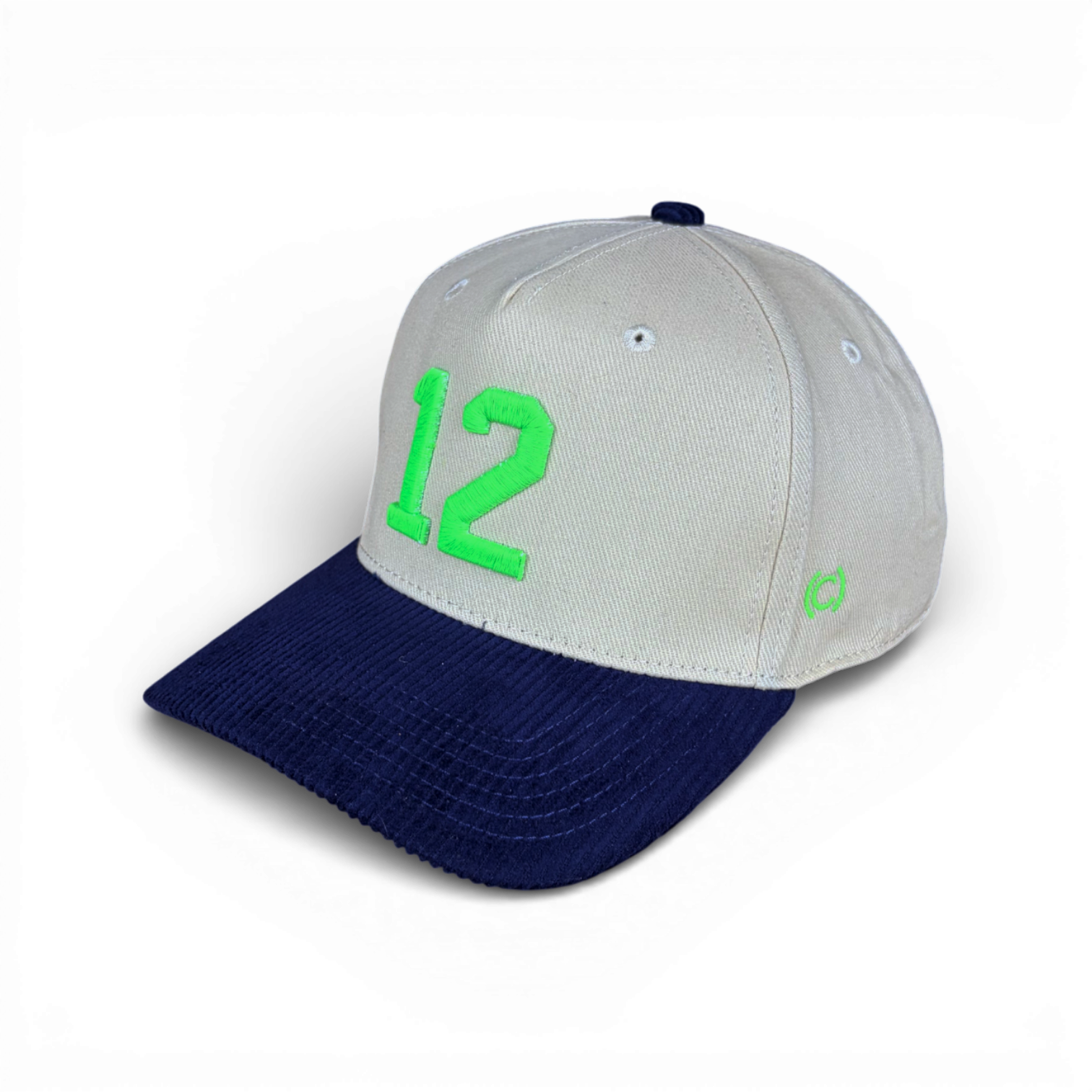 12 - Navy & Cream Corduroy Bill Hat