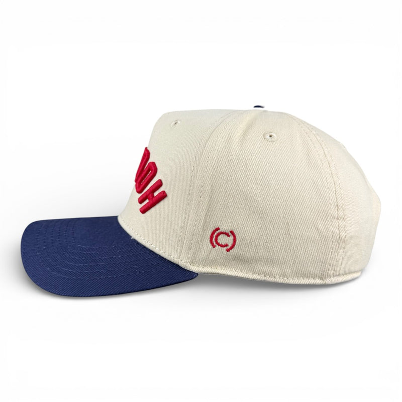HOUSTON - Upside Down Navy and Cream Vintage Two Tone Hat