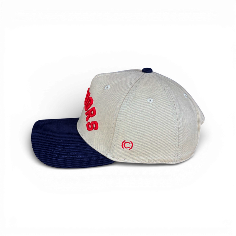 WARRIORS - Right Side Up Navy & Cream Corduroy Bill Hat