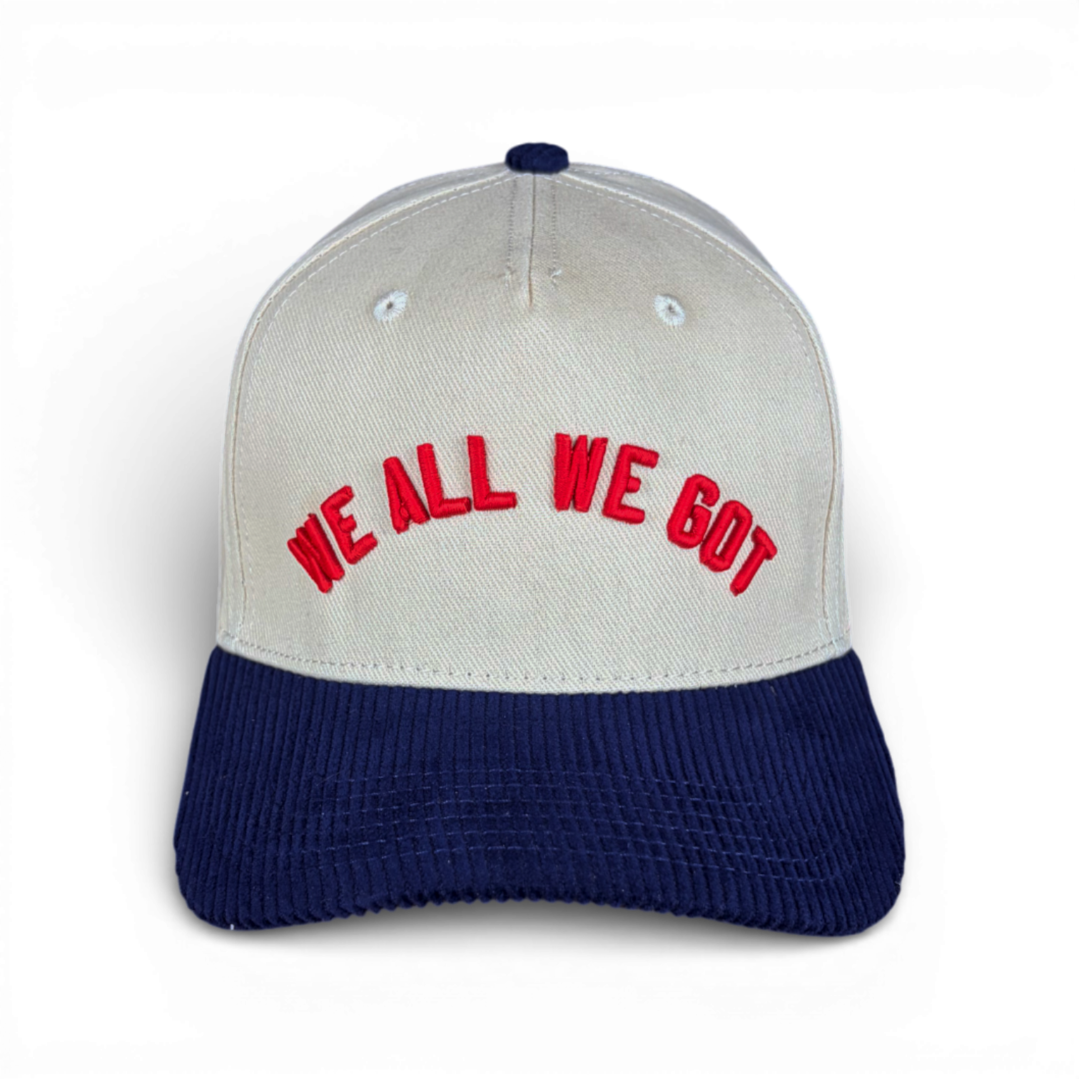WE ALL WE GOT - Right Side Up Navy & Cream Corduroy Bill Hat