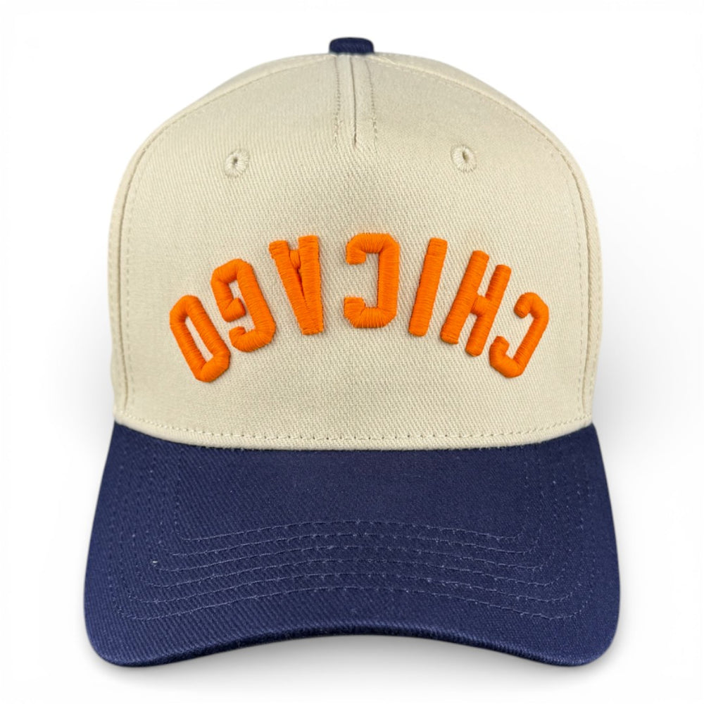 CHICAGO - Upside Down Navy and Cream Vintage Two Tone Hat