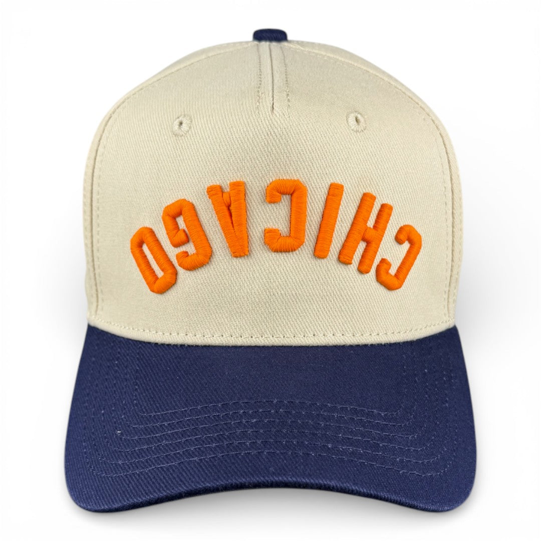 CHICAGO - Upside Down Navy and Cream Vintage Two Tone Hat
