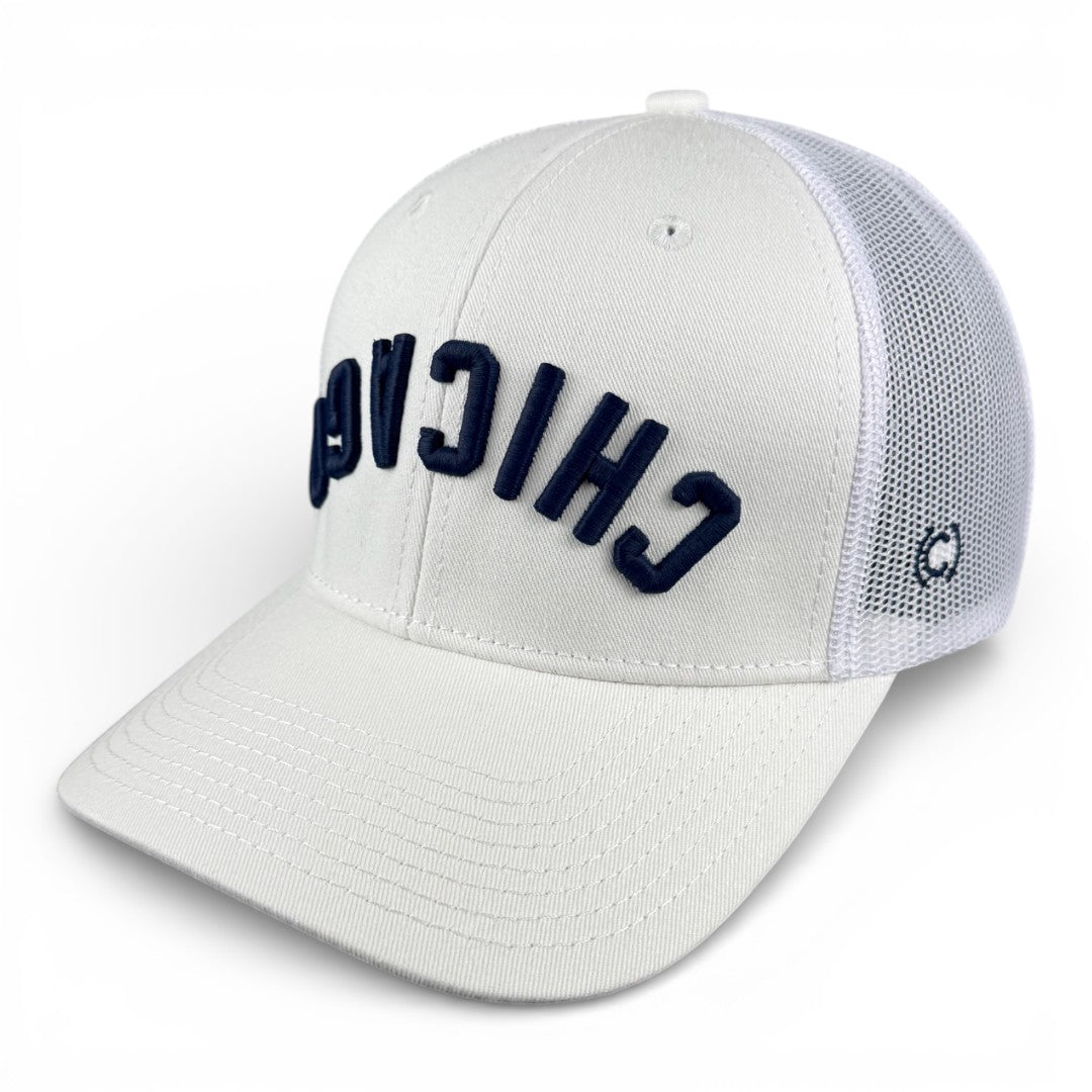 CHICAGO - Upside Down White Trucker Hat
