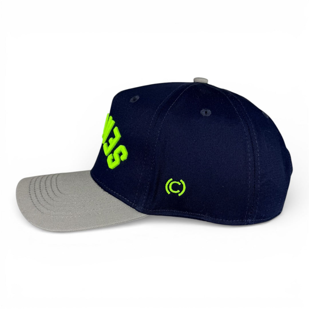 SEATTLE - Upside Down Navy and Silver Vintage Two Tone Hat