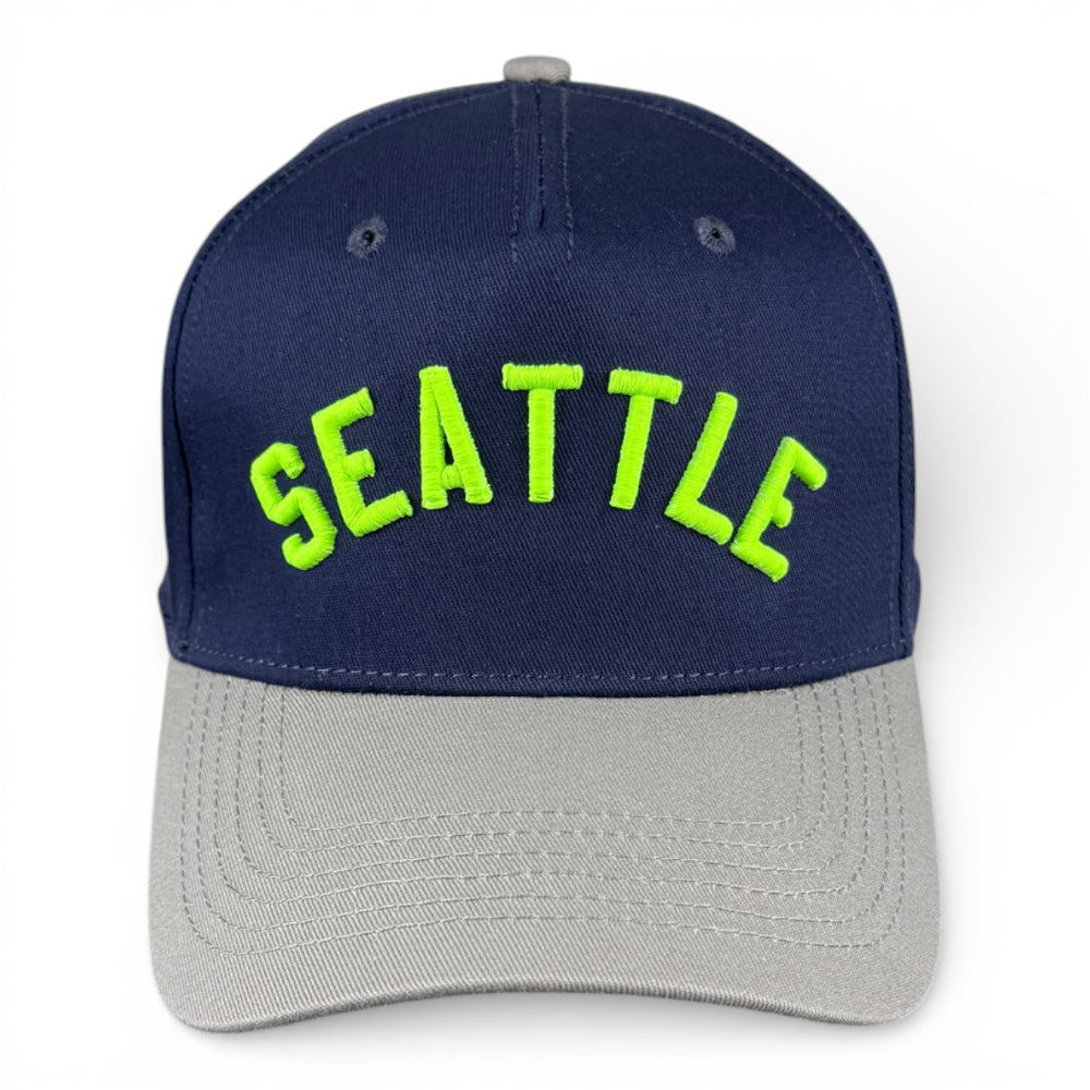 SEATTLE - Right Side Up Navy and Silver Vintage Two Tone Hat