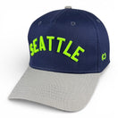 SEATTLE - Right Side Up Navy and Silver Vintage Two Tone Hat