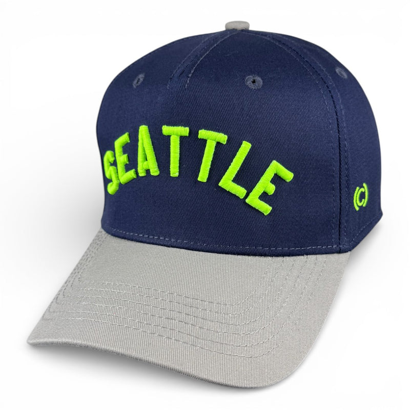 SEATTLE - Right Side Up Navy and Silver Vintage Two Tone Hat