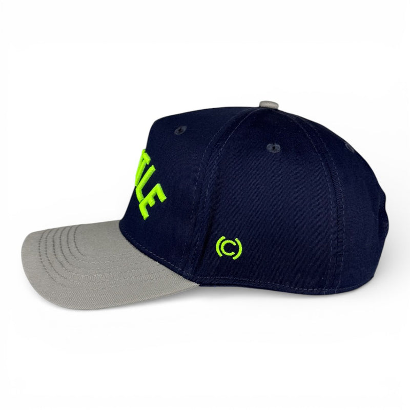 SEATTLE - Right Side Up Navy and Silver Vintage Two Tone Hat