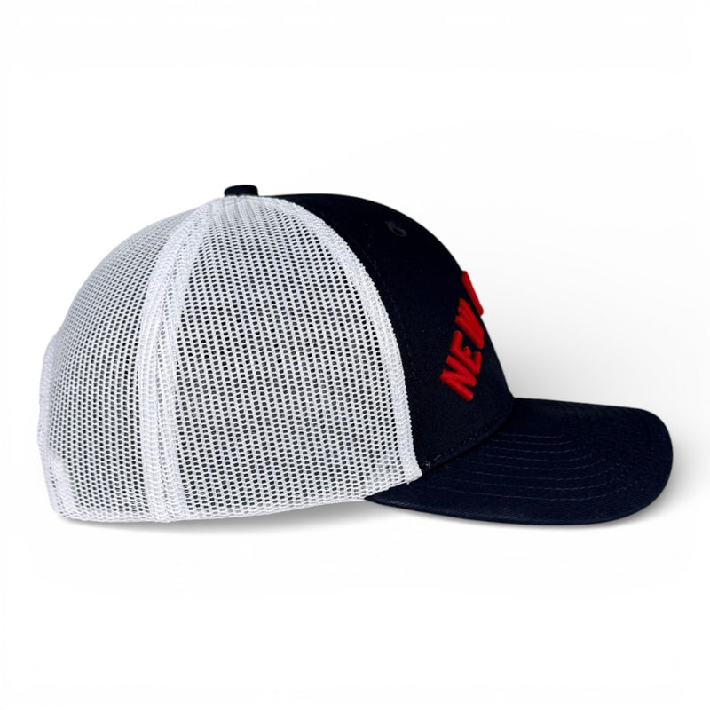NEW ENGLAND - Right Side Up Navy And White Trucker Hat