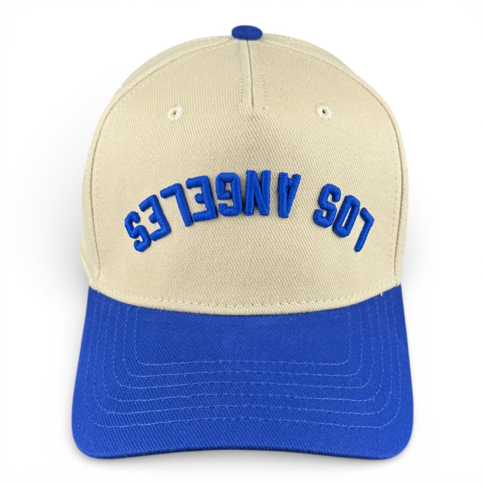 LOS ANGELES - Upside Down Blue and Cream Vintage Two Tone Hat