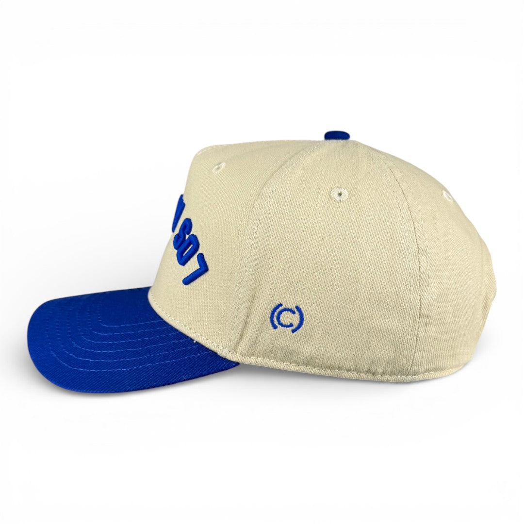 LOS ANGELES - Upside Down Blue and Cream Vintage Two Tone Hat