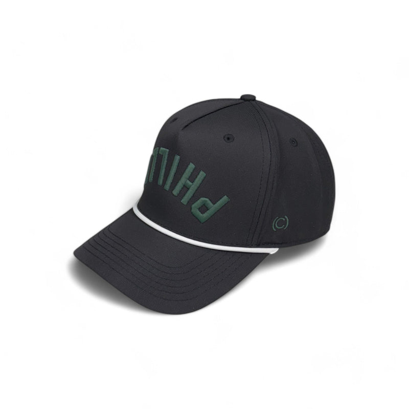PHILLY -  Upside Down Black (White Rope) Rope Hat