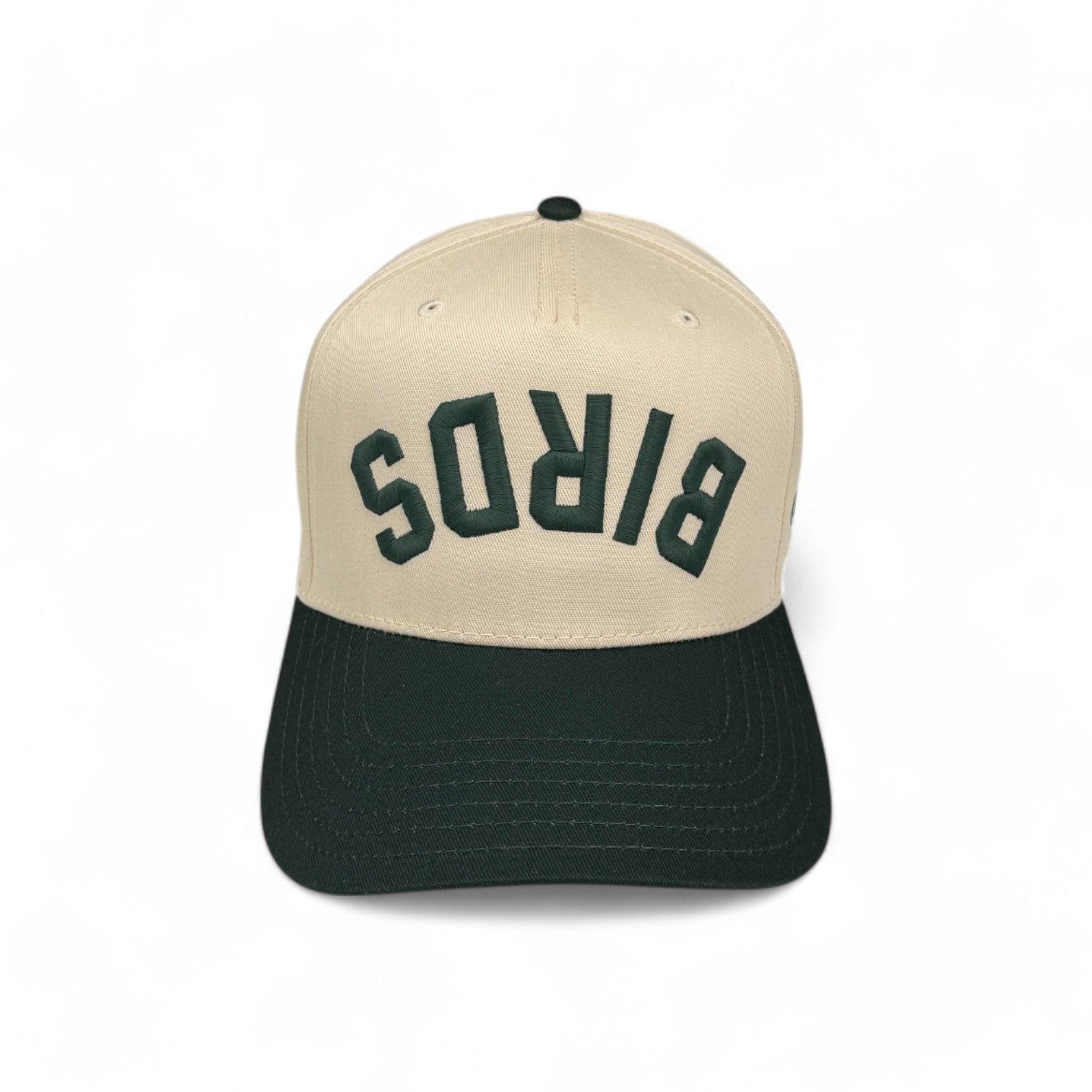 BIRDS -  Upside Down Hunter Green & Cream Two-Tone