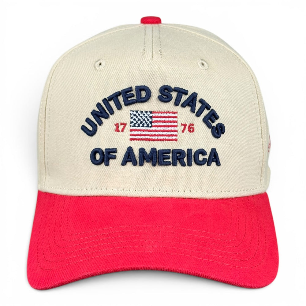 United States of America Hat - Red & Cream Vintage Two-Tone