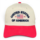 United States of America Hat - Red & Cream Vintage Two-Tone