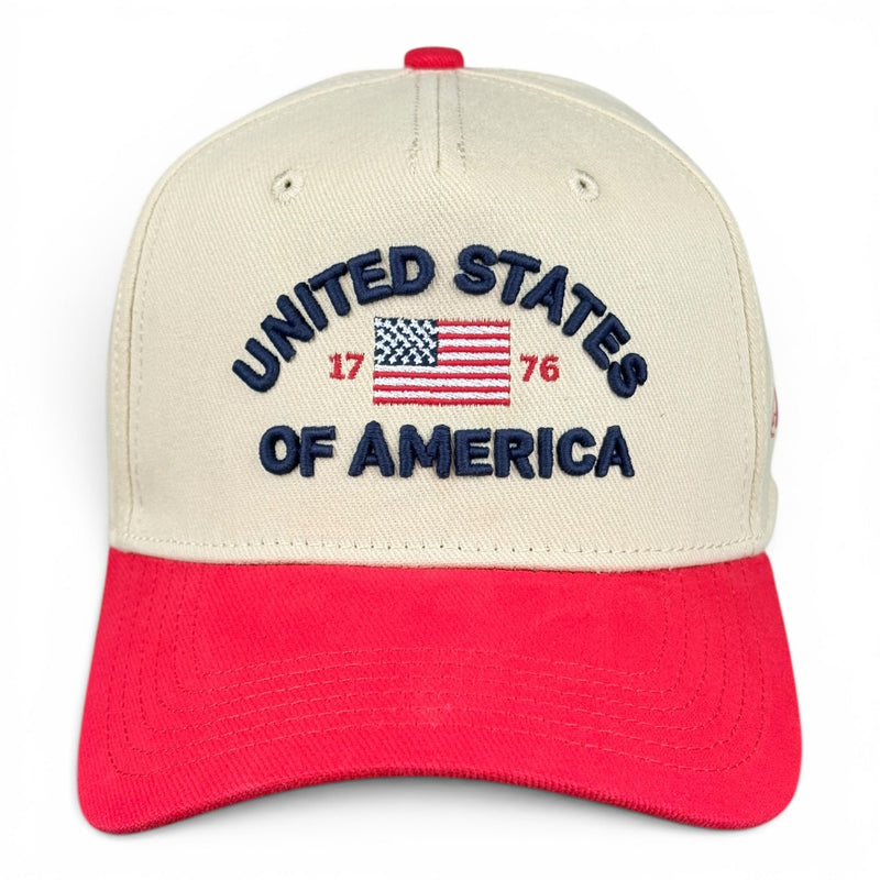 United States of America Hat - Red & Cream Vintage Two-Tone