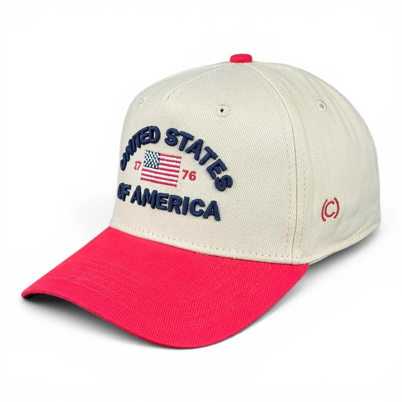 United States of America Hat - Red & Cream Vintage Two-Tone