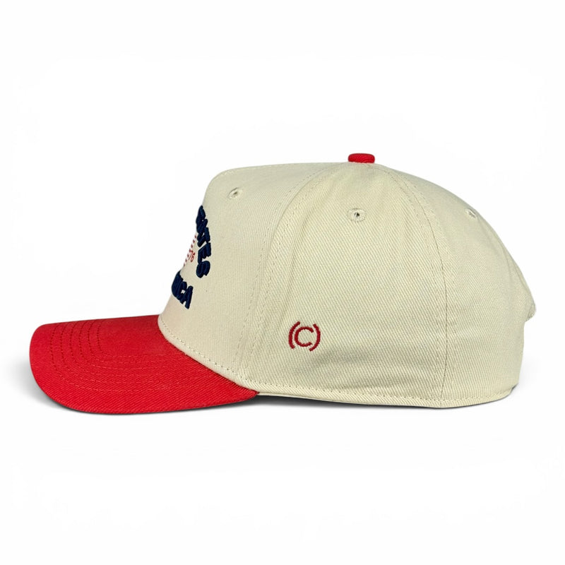 United States of America Hat - Red & Cream Vintage Two-Tone
