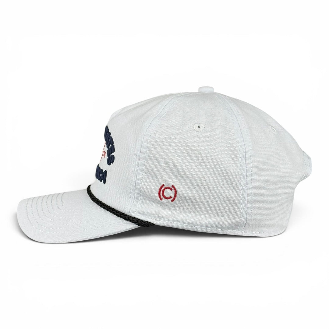 United States of America Hat - White (Black Rope) Relaxed Rope Hat