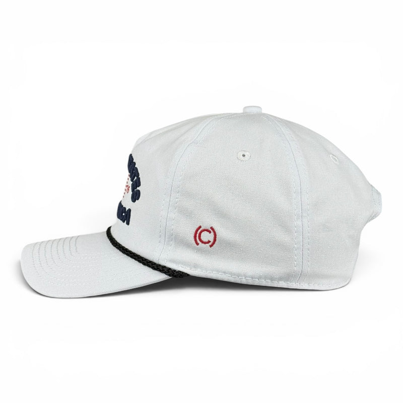 United States of America Hat - White (Black Rope) Relaxed Rope Hat