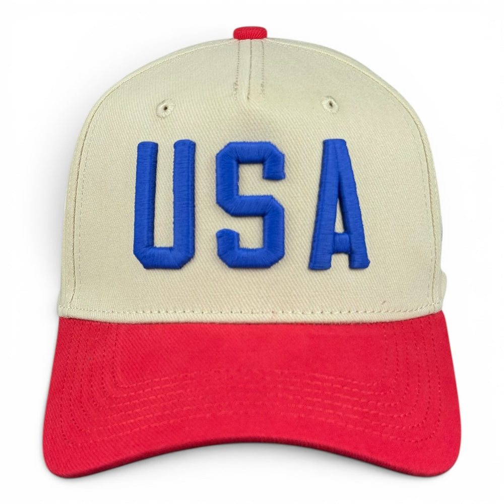 USA Hat - Red & Cream Vintage Two-Tone