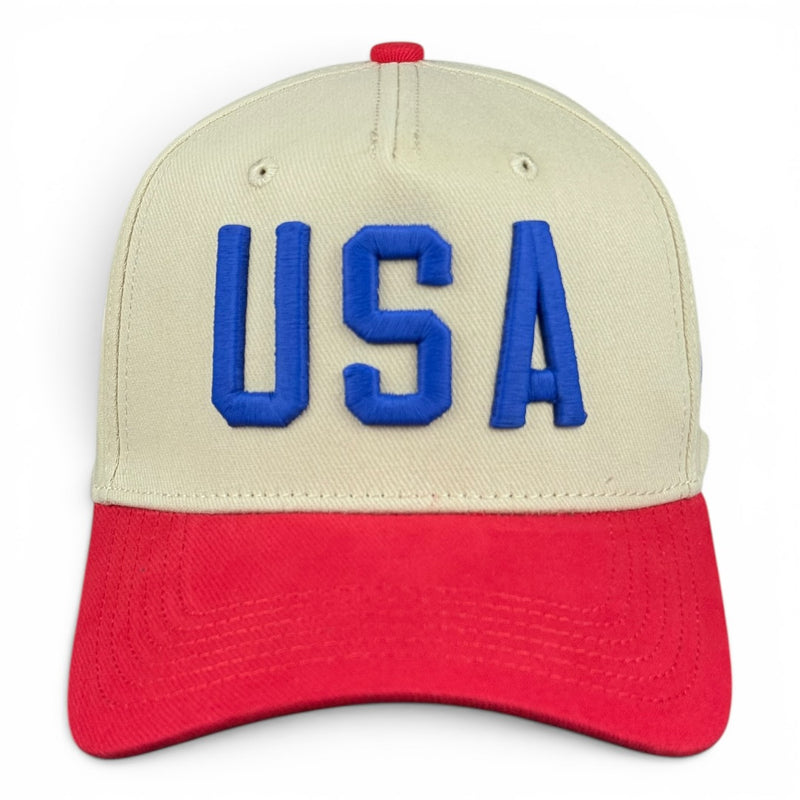 USA Hat - Red & Cream Vintage Two-Tone