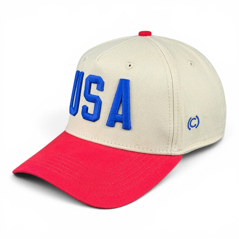 USA Hat - Red & Cream Vintage Two-Tone