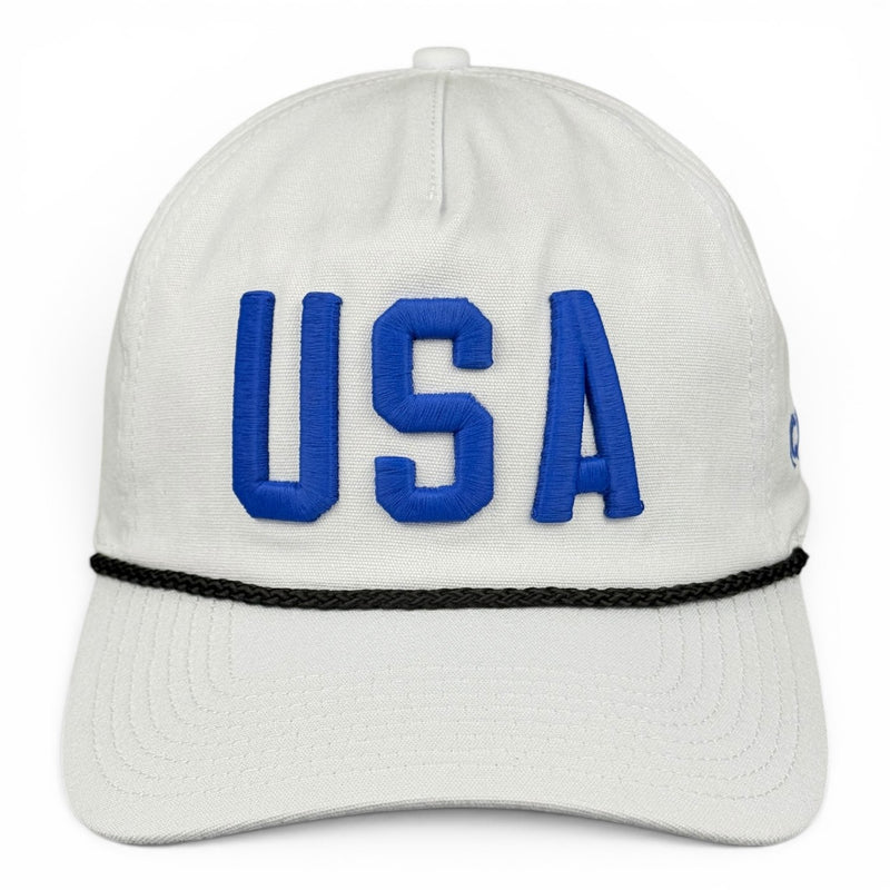 USA Hat - White (Black Rope) Relaxed Rope