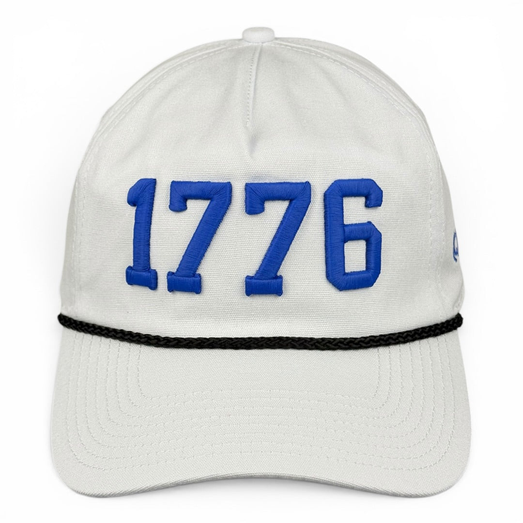 1776 Hat - White (Black Rope) Relaxed Rope