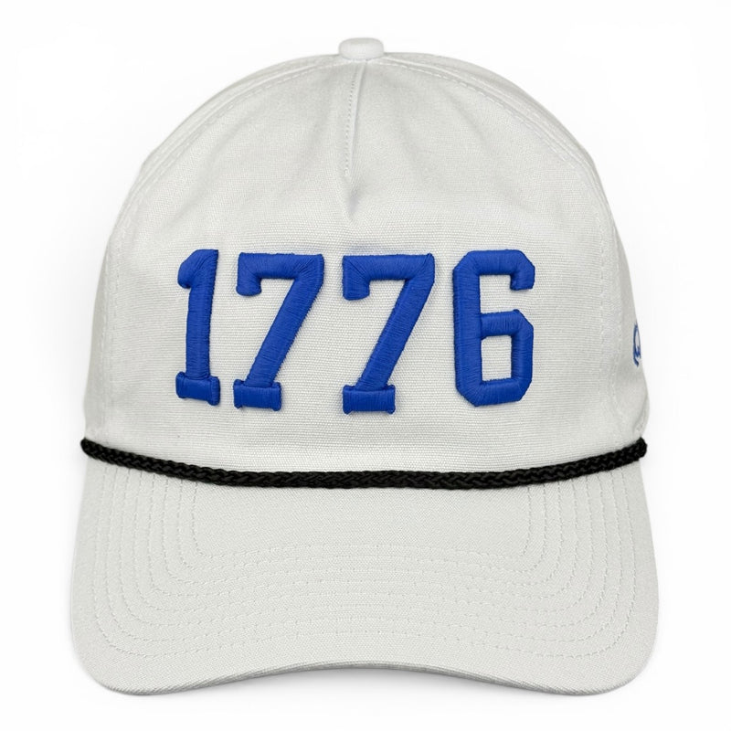1776 Hat - White (Black Rope) Relaxed Rope