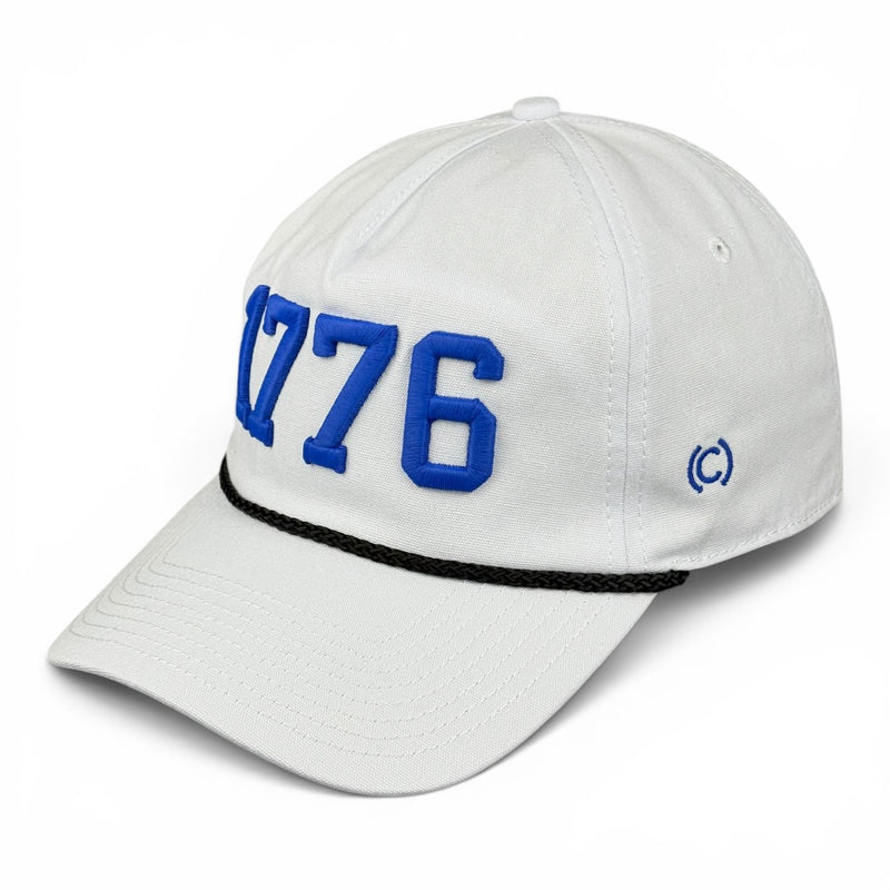 1776 Hat - White (Black Rope) Relaxed Rope