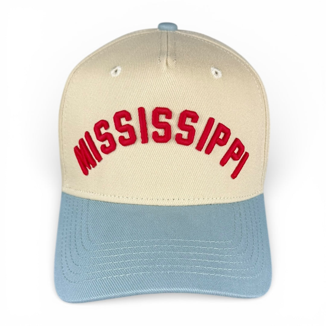 MISSISSIPPI - Rightside Up Dusty Blue and Cream Vintage Two Tone