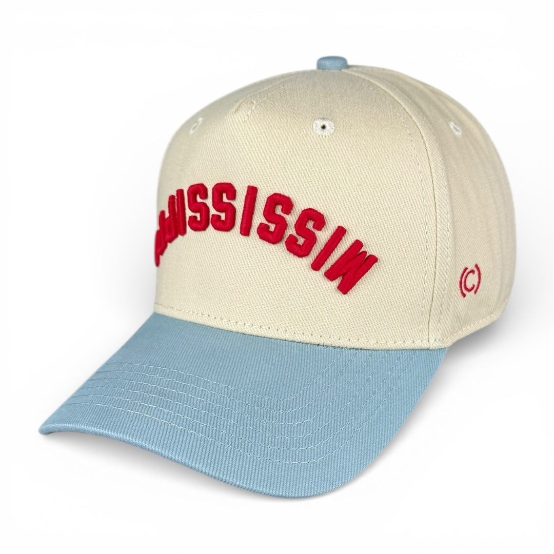 MISSISSIPPI -Upside Down Dusty Blue and Cream Vintage Two Tone