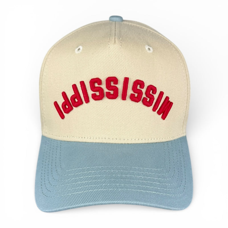 MISSISSIPPI -Upside Down Dusty Blue and Cream Vintage Two Tone