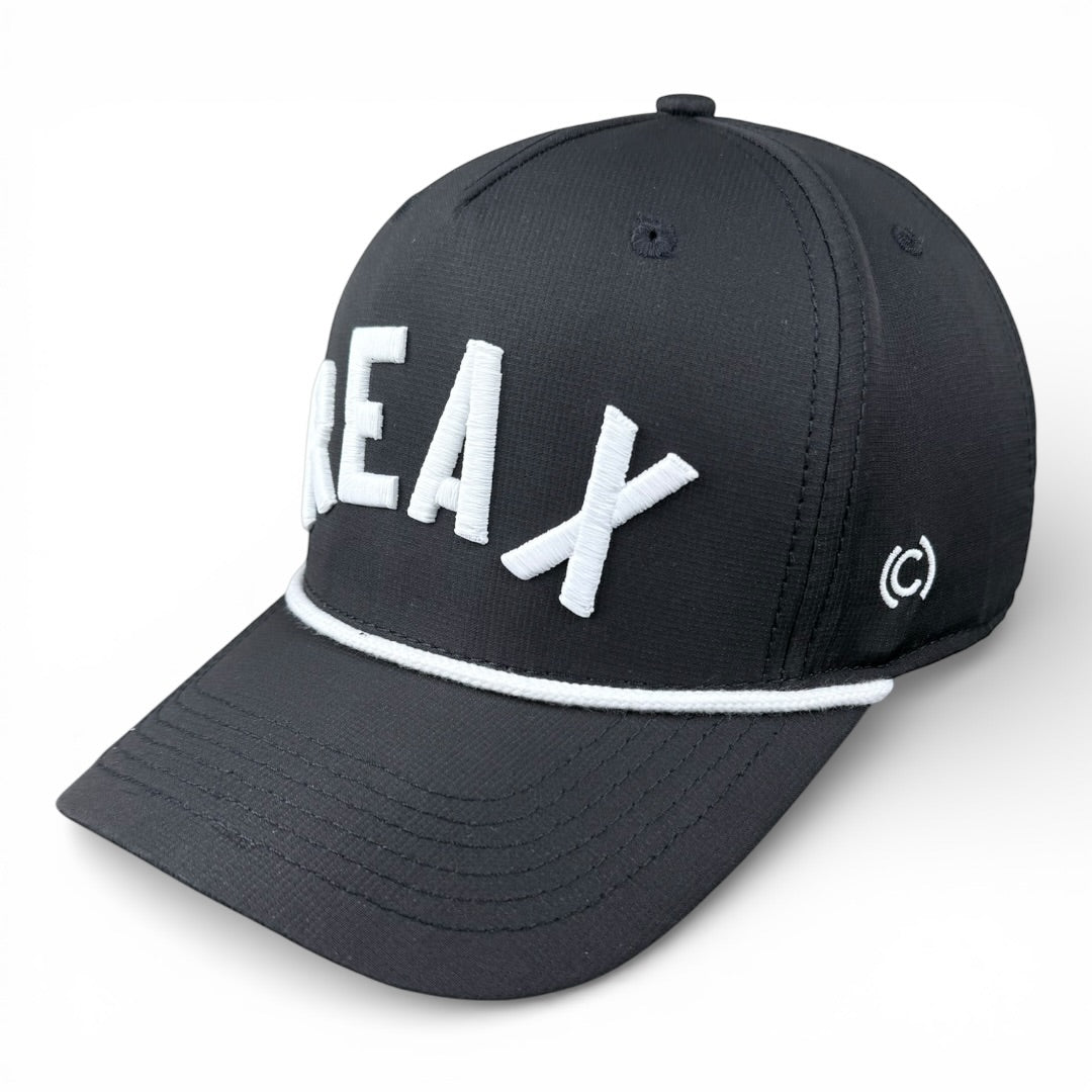 REAX - Rightside Up Black (White Rope) Hat