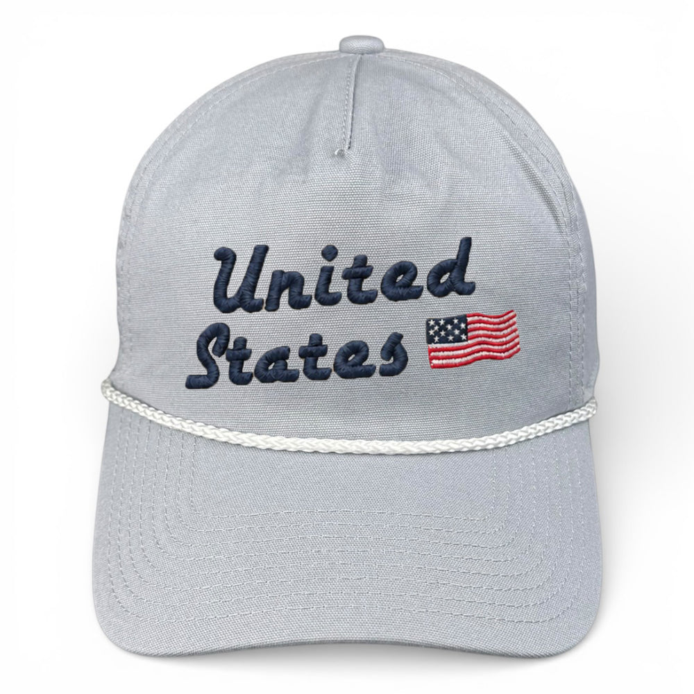 United States Hat- Mist Gray (White Rope) Relaxed Rope Hat