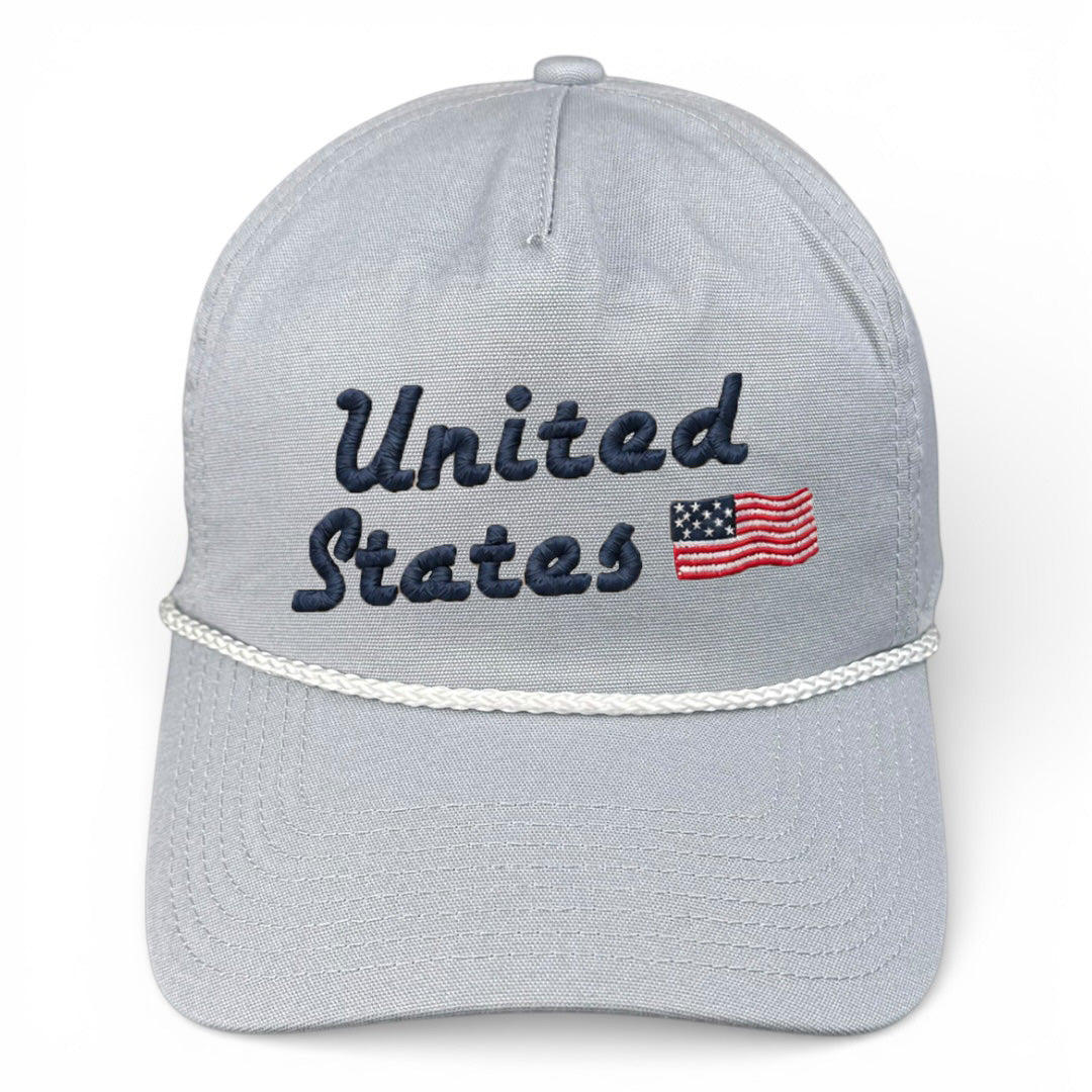 United States Hat- Mist Gray (White Rope) Relaxed Rope Hat