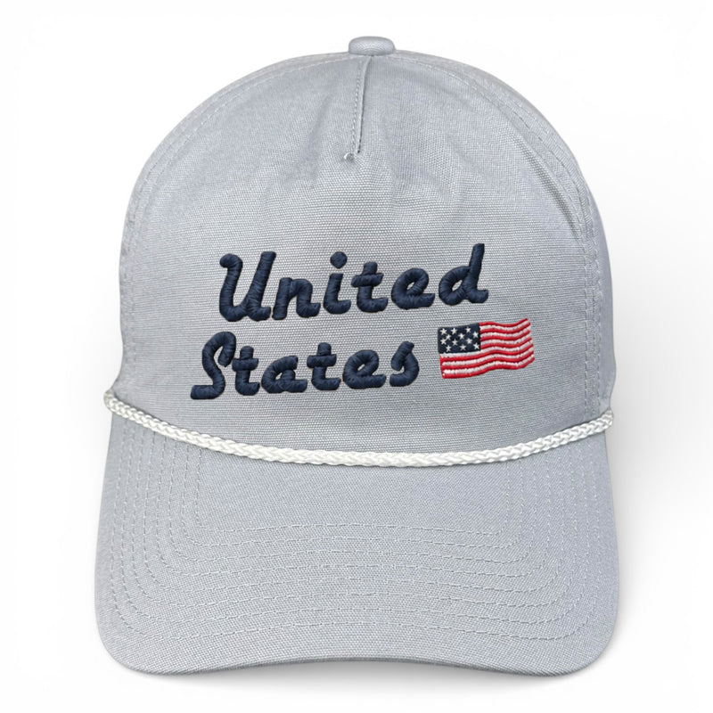 United States Hat- Mist Gray (White Rope) Relaxed Rope Hat