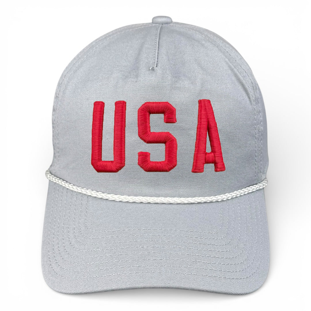 USA Hat - Mist Gray (White Rope) Relaxed Rope