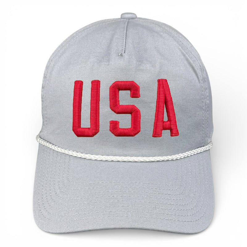 USA Hat - Mist Gray (White Rope) Relaxed Rope