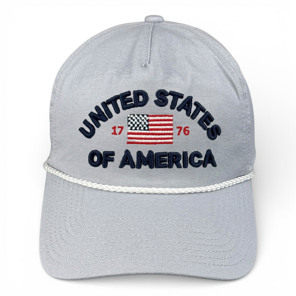 United States of America Hat - Mist Gray (White Rope) Relaxed Rope Hat