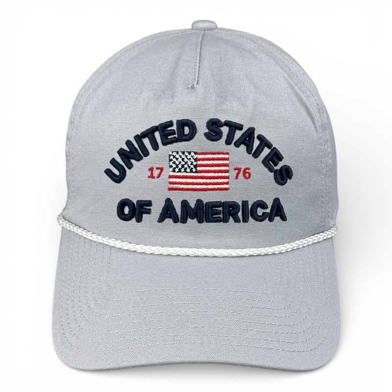 United States of America Hat - Mist Gray (White Rope) Relaxed Rope Hat