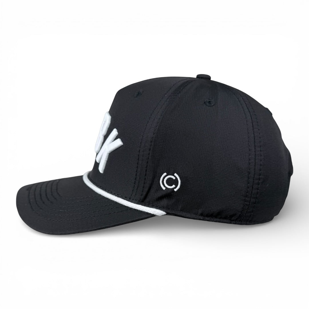 WHBK - Rightside Up Black (White Rope) Hat